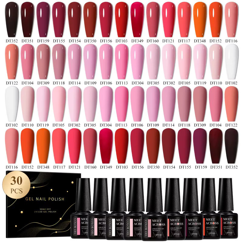 MEET ACROSS Gel-Nagellack-Set, 30-teilig, braun, rot, semi-permanent - Bild 2