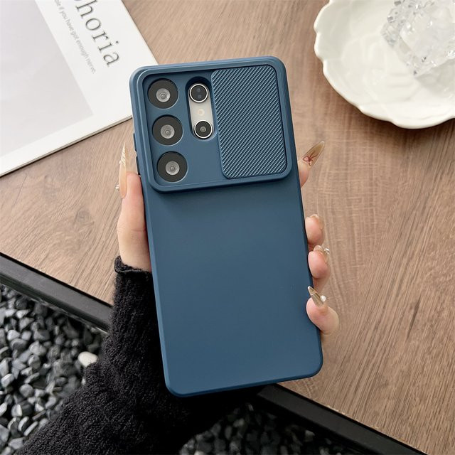 Flüssiges Silikon Schiebekamera Schutzhülle für Samsung Galaxy S26 Ultra S25 S24 FE S23 S22 S21 Plus A56 A36 A06 A16 A55 A35 A15 in Schwarz - Bild 1