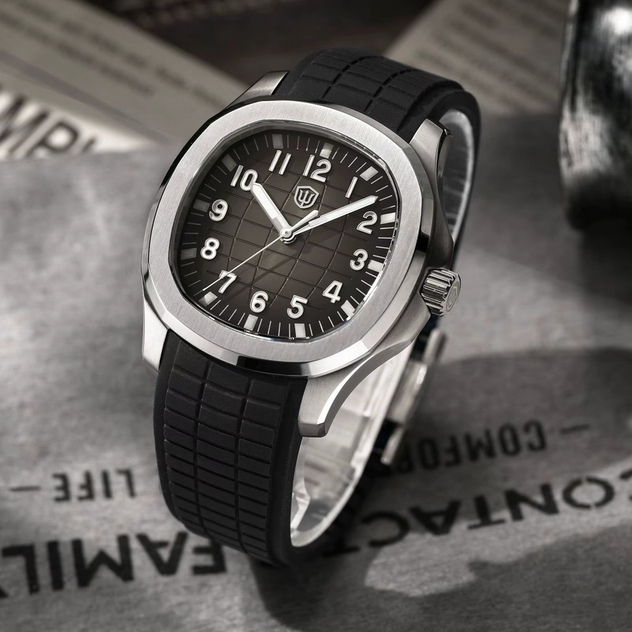 Watchdives Taucheruhr, Quarzwerk, Edelstahl, 38 mm, Schwarz, Herren - Bild 2