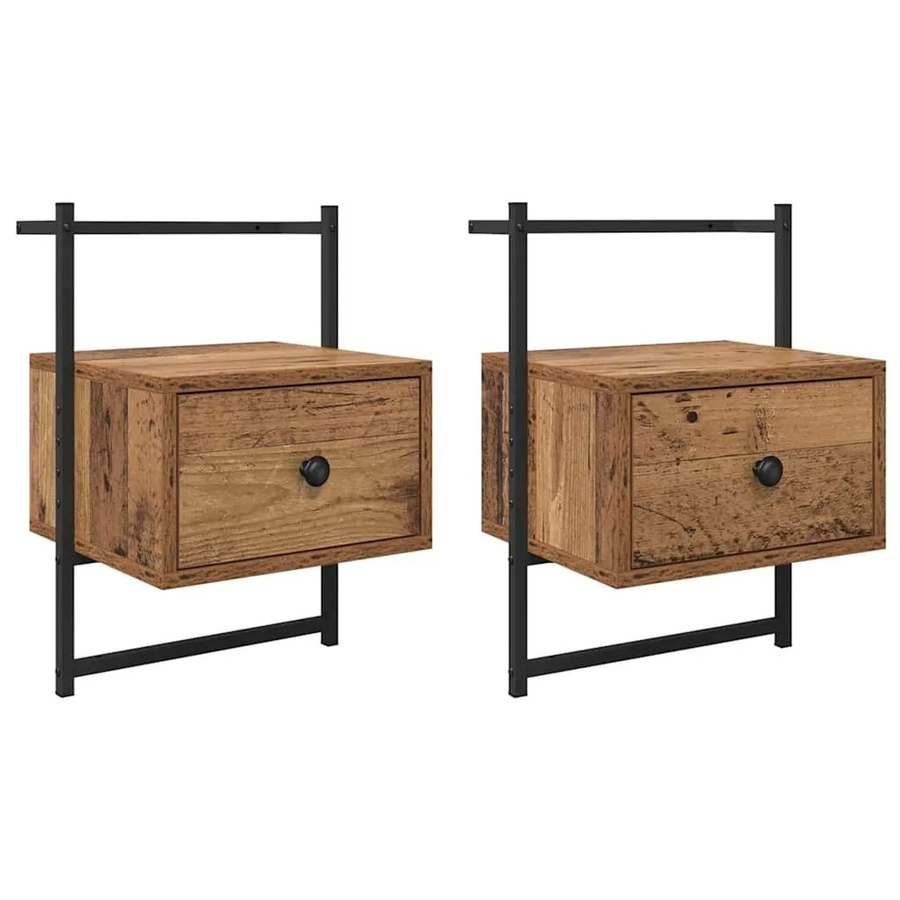 vidaXL Nachttisch Set 2 Stück aus Altholz in Braun, rustikaler Holzwerkstoff für dein Schlafzimmer, B: 35 cm, T: 30 cm, H: 51 cm - Bild 2