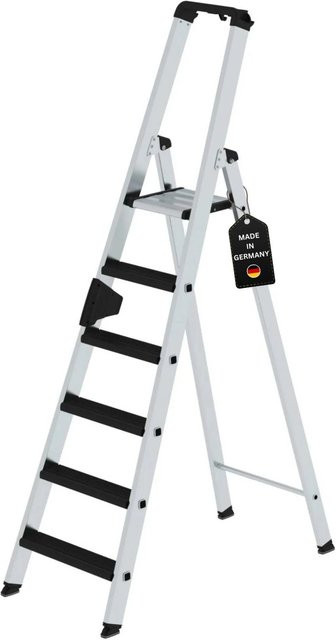 PROREGAL Stufen-Stehleiter Relax mit 6 Stufen, einseitig begehbar, Farbe: Silber - Bild 1