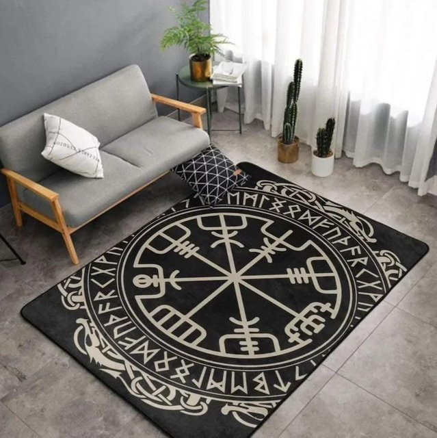 Lodestar Wikinger Teppich Lebensbaum Design, Rutschfest und Waschbar, Schwarz, Breite: 120 cm, Länge: 160 cm - Bild 1