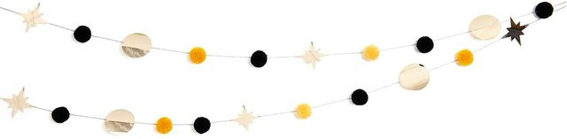 Rico Design Garnpompon-Girlande in Gold und Schwarz für Weihnachten, Länge: 2,2 m - Bild 1