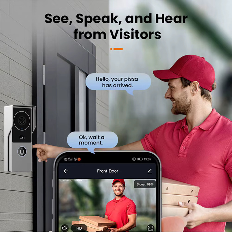 LUCKING DOOR WLAN Video-Türklingel KW06 mit 1080P Touchscreen, Bewegungserkennung und Identitätserkennung zur Entsperrung via Graffiti App - Bild 5