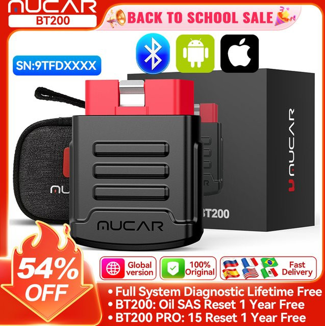 MUCAR BT200 BT200 PRO OBD2 Auto-Diagnosegerät mit Vollsystem-Diagnosescanner und 15 Reset-Funktionen für alle Fahrzeuge - Bild 1