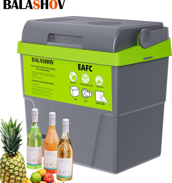 BALASHOV Mini-Kühlschrank Kompressor-Kühl-Gefrierkombination mit Heizer in Grau, 10L oder 20L, Tragbare Eisbox für Camping und Auto - Bild 1