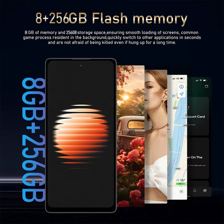VIQEE S Ultra 5G Android Smartphone mit 256 GB Speicher, 6,6 Zoll HD-Touchscreen, Dual-SIM, Dual-Standby, Gesichtserkennung, Fingerabdruck-Scanner und Stylus-Stift in Schwarz oder Grau - Bild 2