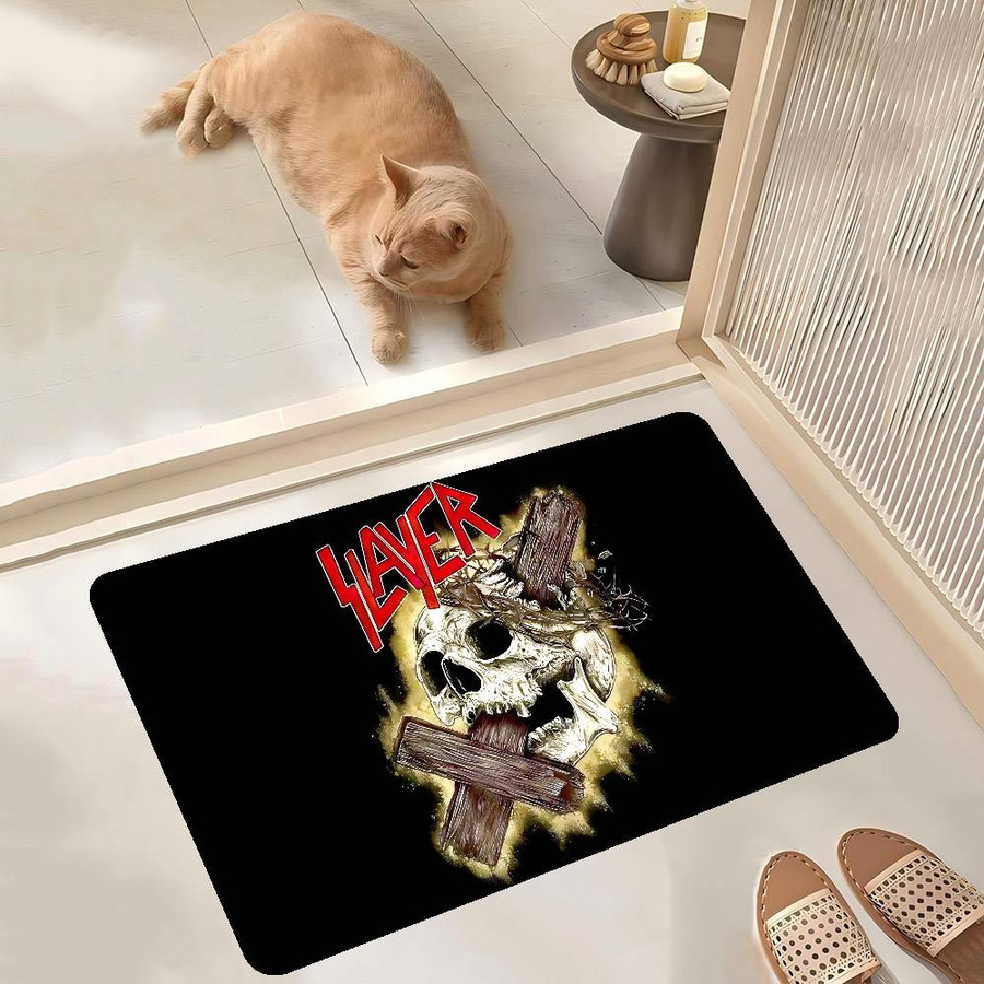 Karpetti Rutschfeste Fußmatte S-Slayer Heavy Metal Band Design, Schwarz, B/T: 80 x 50 cm - Bild 5