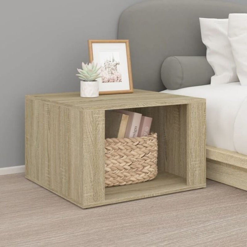 Nachttisch Vidaxl in Sonoma-Eiche Natur, minimalistisches Design aus Holzwerkstoff, B/T/H: 57 x 55 x 36 cm - Bild 1