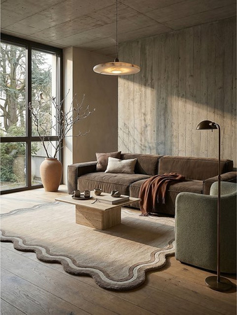 Wollteppich Kadima WINCH mit geometrischem Muster in Naturfarben Beige, B/T: 200 x 290 cm