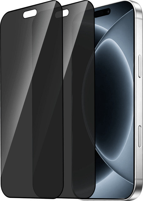 BlueBuilt Panzerglas Blickschutzfilter für iPhone 18 Pro Doppelpack in Schwarz und Blau - Bild 1