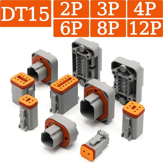 DT15 Automotive Wasserdichter Stecker mit Nadelterminal und Mantel in Grau - Bild 1