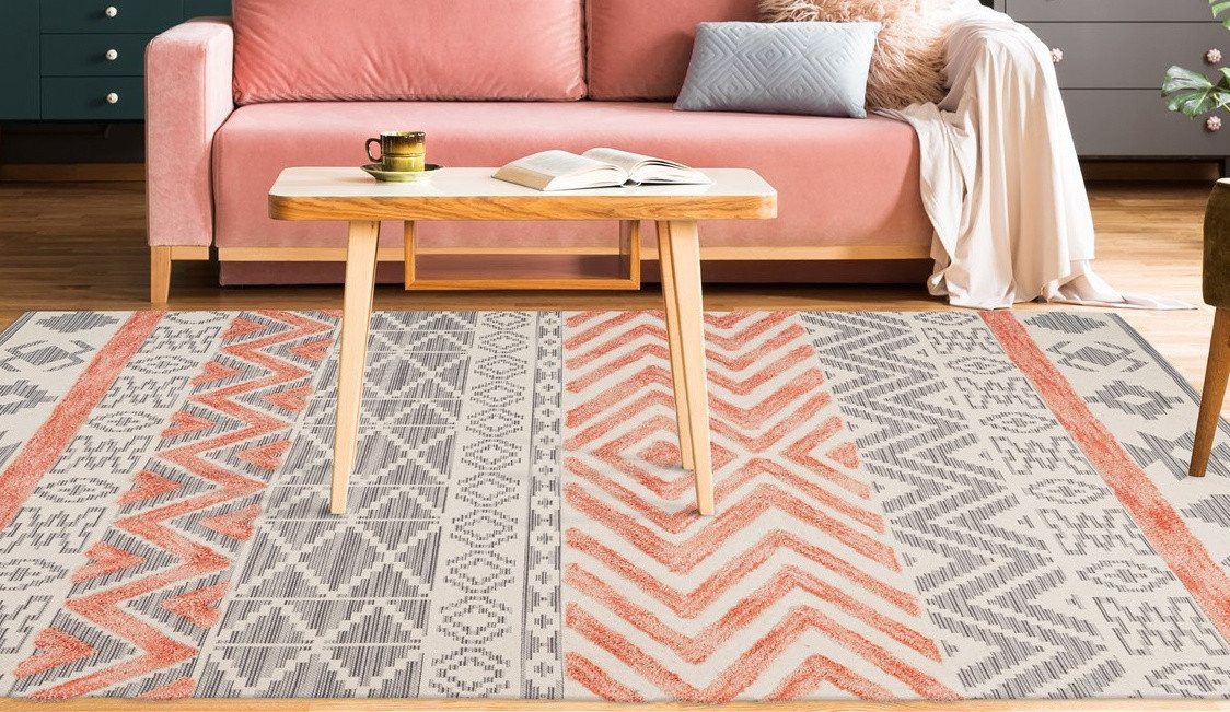 Arte Espina Kurzflorteppich Ethnie in Grau und Apricot mit 3D-Design, B/H/T: 290 x 1 x 200 cm - Bild 1