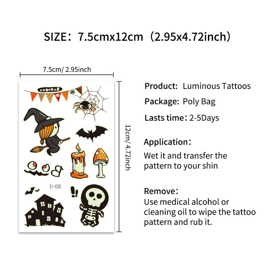 ROCOOART Temporäre Halloween-Tattoos, Unisex - Bild 2