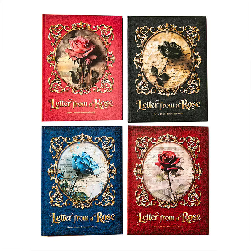 Vintage Scrapbook Collage Papier mit Rosenmotiv in Blau und Multicolour, 4 Designs - Bild 2