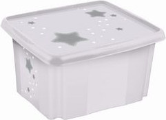 Keeeper Aufbewahrungsbox Karolina Stars in White, stapelbare Drehbox mit Deckel, 30 Liter - Bild 1