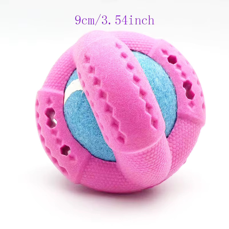 Qzee Hundespielzeug, Tennisball aus Gummischaum, mit vier ausgehöhlten Fächern für Futter - Bild 4