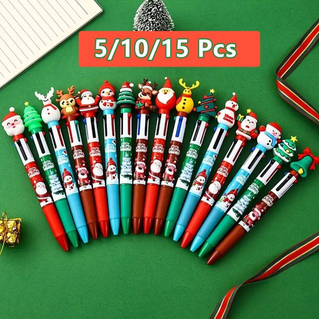 Weihnachts Edition Kugelschreiber mit Santa Claus, Weihnachtsbaum, Rentier und Schneemann in Multicolour - Bild 1