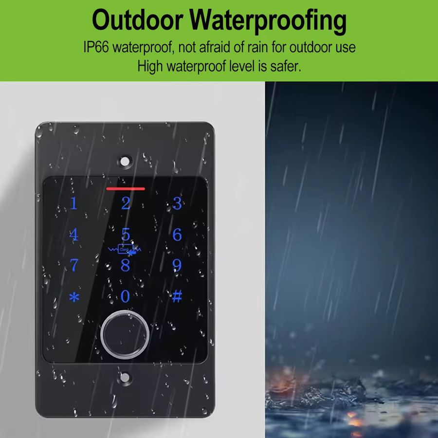 Tuya WLAN Fingerabdruck-Zutrittskontrolle mit Tastatur aus Metall in Schwarz, wasserdichtes Standalone-Türöffner-Lesegerät mit Hintergrundbeleuchtung und Gehäuse - Bild 2