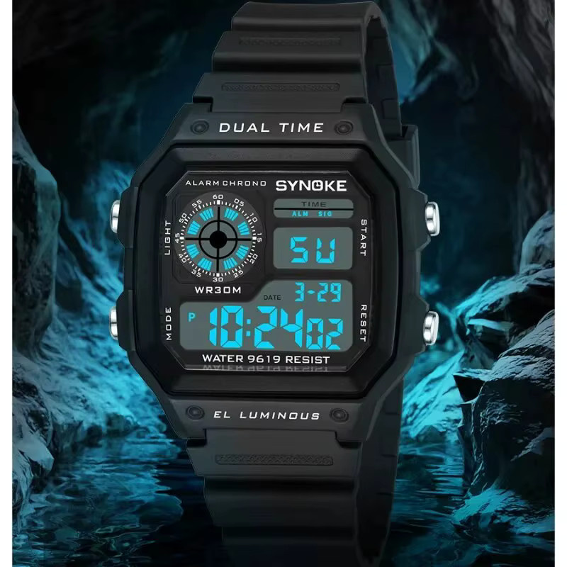 Synoke Digitaluhr, Chronograph, Schwarz, Kunststoff, Herren - Bild 4