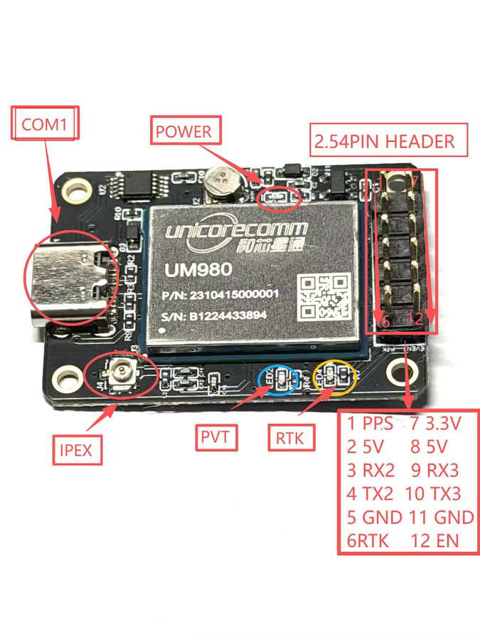 Hosin Starcom UM980 Entwicklungsboard in Schwarz - Bild 2