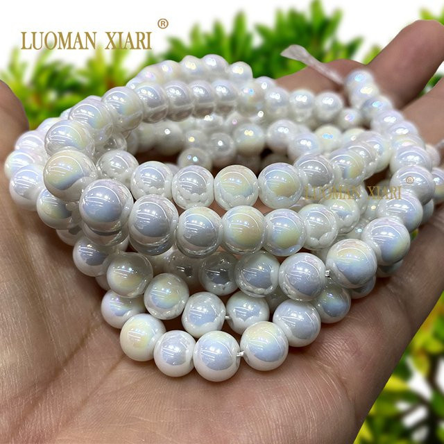 LUOMAN XIARI Perlen Chalcedon, Weiß, Unisex, 6-12mm - Bild 1