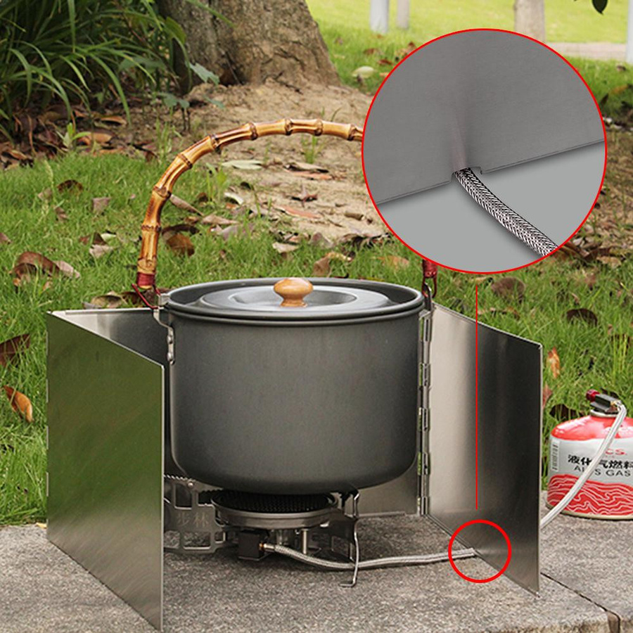 TOMTOP JMS Windschutzscheibe für Outdoor-Herde aus Edelstahl in Silber, zusammenklappbarer Camping-Windschutz - Bild 2