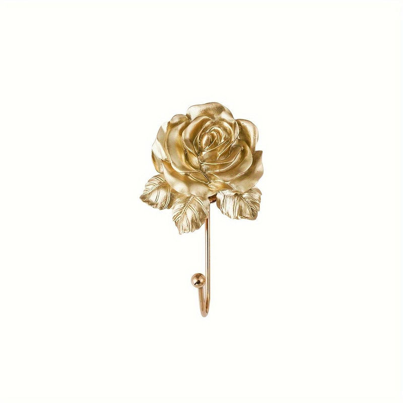 Dekorativer Wandhaken in Gold mit Rosen-Design aus Harz für Kleidung und Handtücher - Bild 3