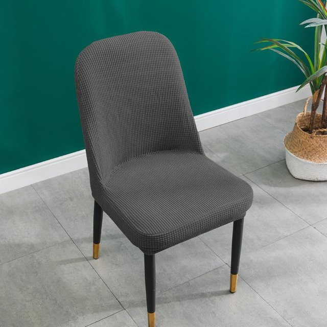Yiran Furniture Karierter Stuhlbezug aus Fleece in Grau mit Klettverschluss, elastisch und rutschfest, Breite: 40 cm - Bild 1