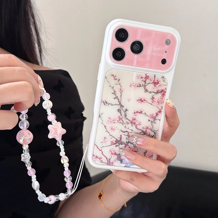 Handyhülle mit chinesischer Tuschemalerei und Pflaumenblüten für Apple iPhone 14 15 16 17 Pro Max, stoßfeste Acryl und TPU Hülle mit Lanyard, mehrfarbig - Bild 3