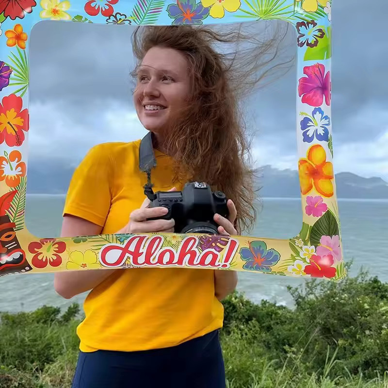 ZQNYCY Aufblasbarer Fotobox-Rahmen Hawaiianischer Aloha Stil in Multicolour für Sommer- und Strandpartys oder Hochzeiten - Bild 4