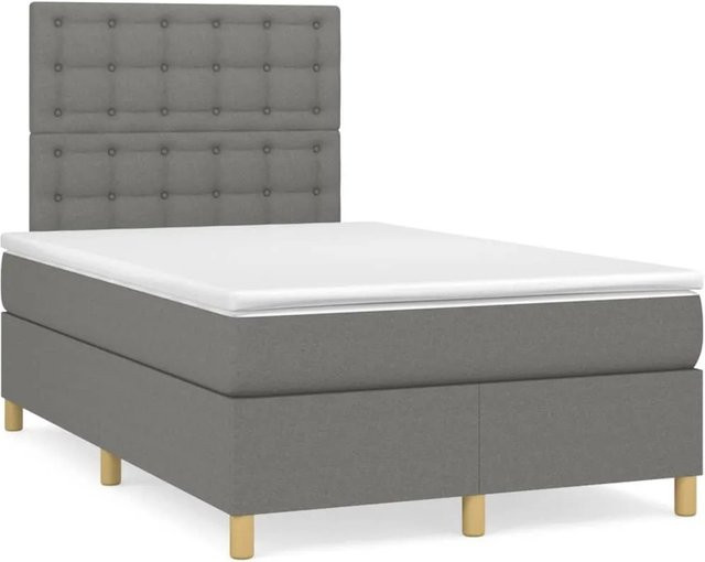 vidaXL Boxspringbett mit Matratze Hybrid-Design in Dunkelgrau, B/T: 120 x 200 cm - Bild 1