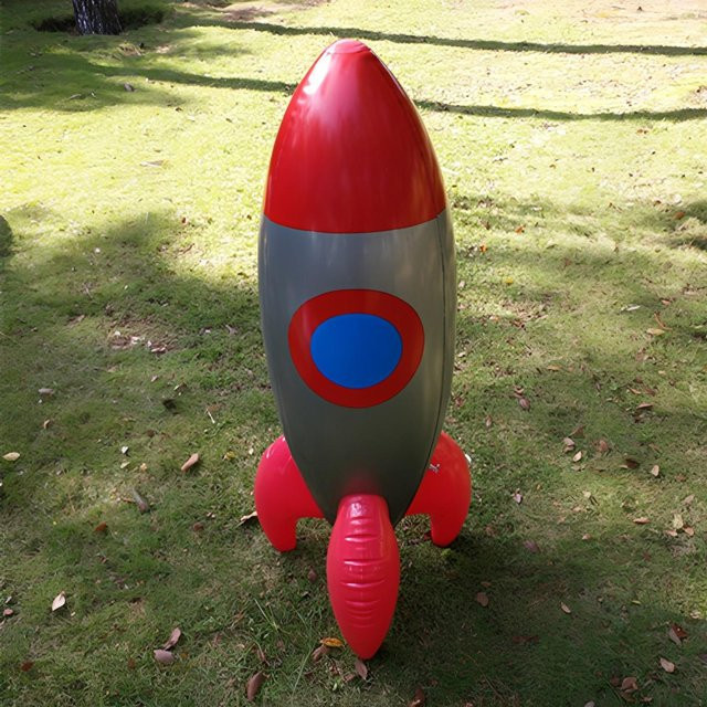 Großes aufblasbares Raketenmodell von Bear and girl als rote Partydekoration - Bild 1