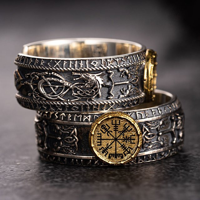 Ring Drache des Schwertes, Silber, eingelegtes Kupfer, Unisex - Bild 1
