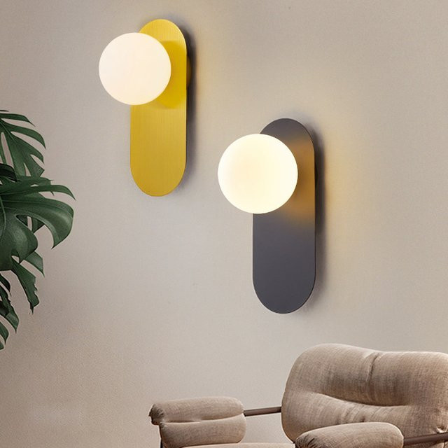 OSABO LED-Wandleuchte im skandinavischen Design mit Schalter und G9-Leuchtmittel, Schwarz-Gold - Bild 1