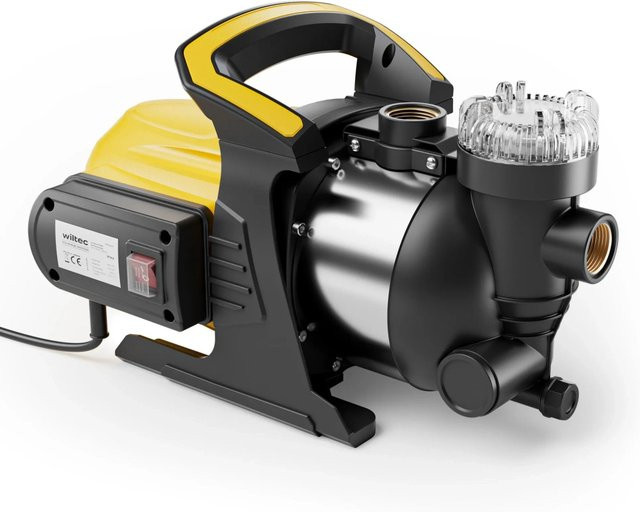 Wiltec Gartenpumpe aus Edelstahl für Brunnen und Gartenteich mit 1200W und 3800L/H - Bild 1