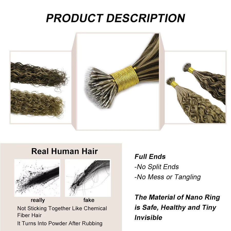 Addbeauty Natürliche Welle Microring Haarverlängerung Echthaar, 50 Stück - Bild 5
