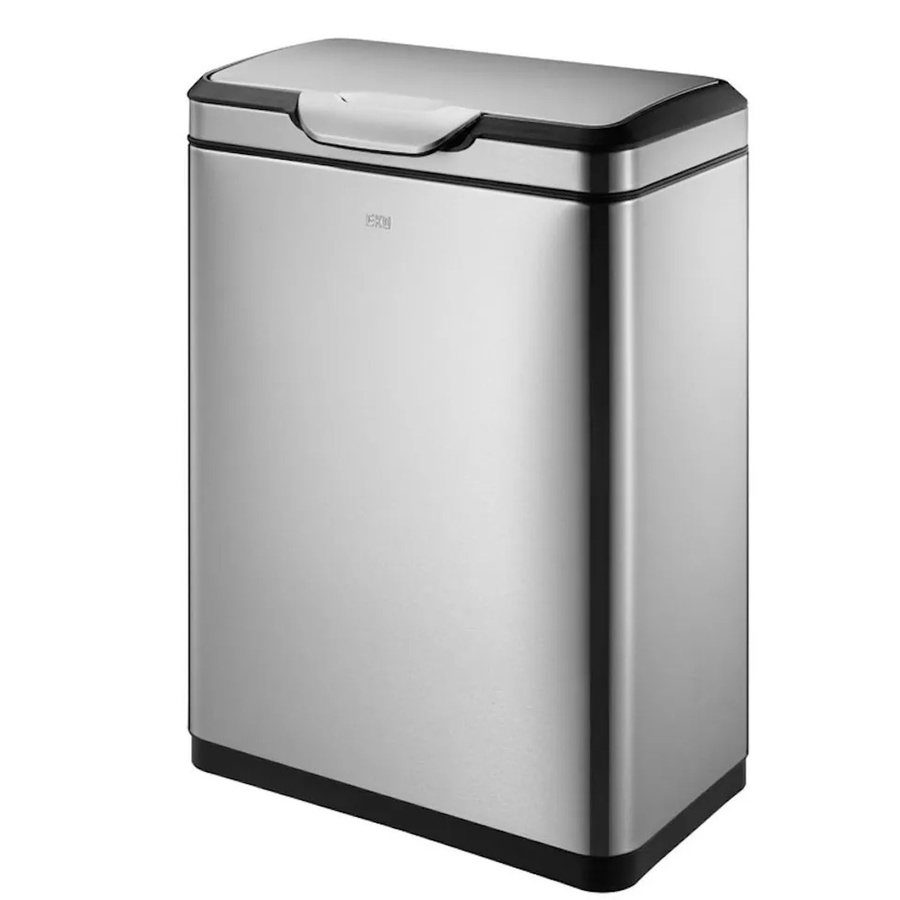 PROREGAL Abfalleimer aus gebürstetem Edelstahl mit breiter Touch-Öffnung, Silber, H x B x T: 67,4 x 28 x 46 cm - Bild 2