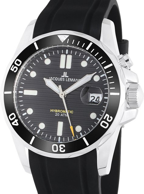 Jacques Lemans Hybromatic Diver Herrenuhr, Quarz, Edelstahl, 41 mm, Schwarz - Bild 1