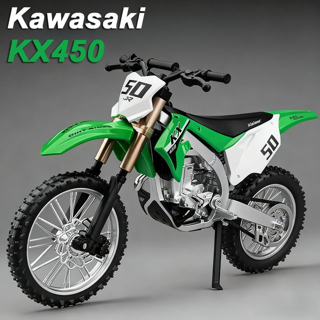 MAKEDA Kawasaki KX450 Ninja 400 Motorrad Modell, 1:12, Metall, Grün - Bild 1