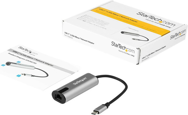StarTech.com US2GC30 USB-C auf 2,5 Gigabit Ethernet LAN Adapter mit USB 3.0, Schwarz und Space-Grau - Bild 1