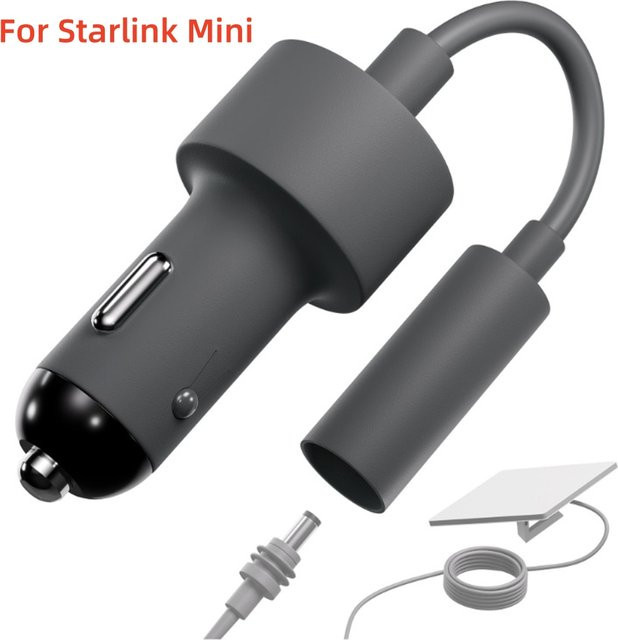 Starlink Mini Zigarettenanzünder-Kfz-Adapter mit Spannungserhöhung auf 20V, Autoladegerät für Starlink Mini, Schwarz - Bild 1