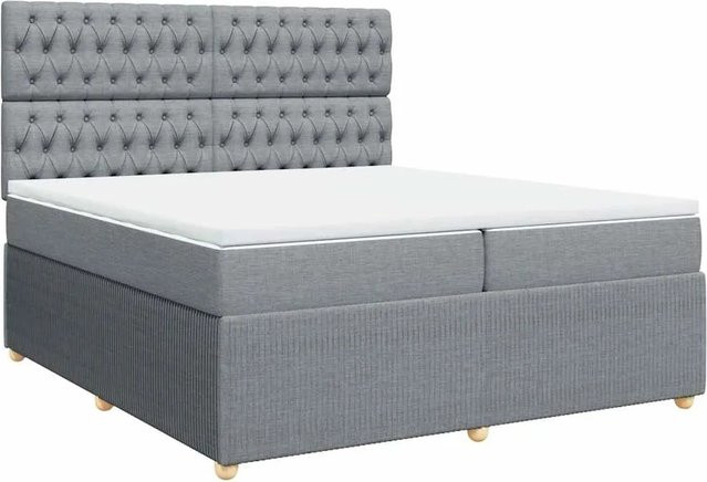 vidaXL Boxspringbett mit Matratze Hybrid-Design in Hellgrau, B/T: 200 x 200 cm - Bild 1