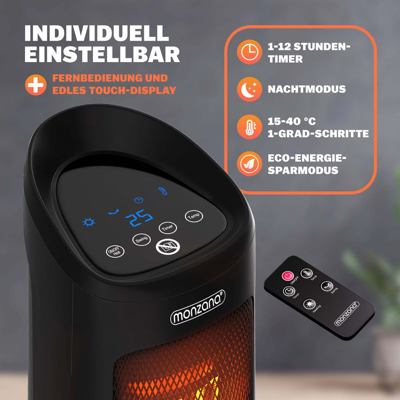 Monzana Keramik-Heizlüfter MZKH2200 Schwarz 2000W - Bild 4