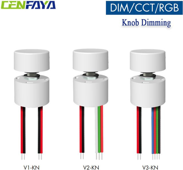 CENFAYA Drehknopf-Dimmer LED-Controller für DC 5V 12V 24V zur stufenlosen Dimmung von einfarbigen CCT und RGB LED-Streifen in Weiß - Bild 1