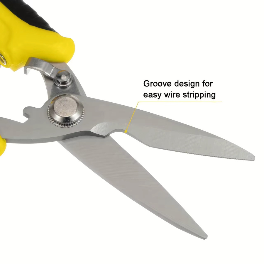 Industrieschere 8 Zoll Mehrzweckschere aus Edelstahl mit orange-schwarzem Griff zum Schneiden von dünnem Metall - Bild 1