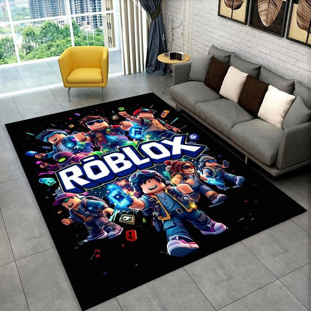 Rutschfester 3D Cartoon R-Robloxs Spielteppich aus Polyester für Kinderzimmer, Wohnzimmer oder Schlafzimmer, B/T: 60 x 40 cm, Mehrfarbig - Bild 1