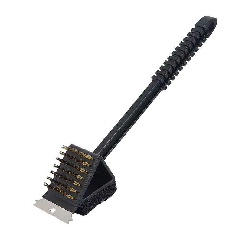 3 in 1 Grillbürste mit Kupferdraht und Schwamm sowie Schaufel für die Reinigung von Grill und Ofen, Schwarz - Bild 6