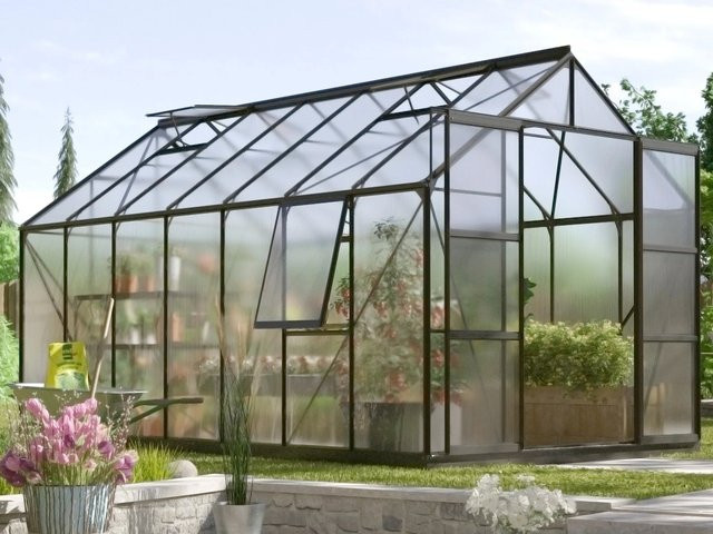 Vitavia Gewächshaus Jupiter 11500 in Schwarz mit 11,5 m² Fläche und Polycarbonat-Verglasung - Bild 5