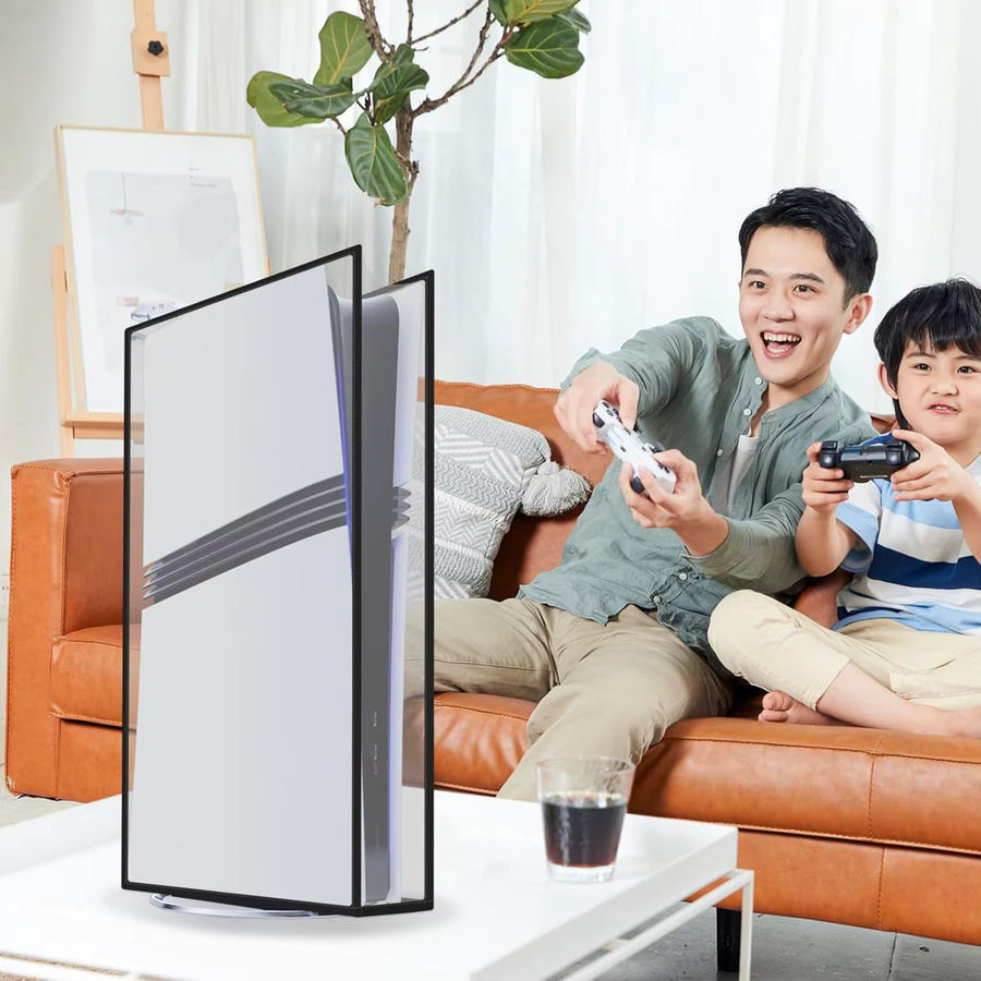 Transparente Staubschutzhülle für Sony PlayStation 5 Pro (PS5 Pro) Digital Edition und Disc Edition, kratzfest und staubdicht, vertikale Position - Bild 4